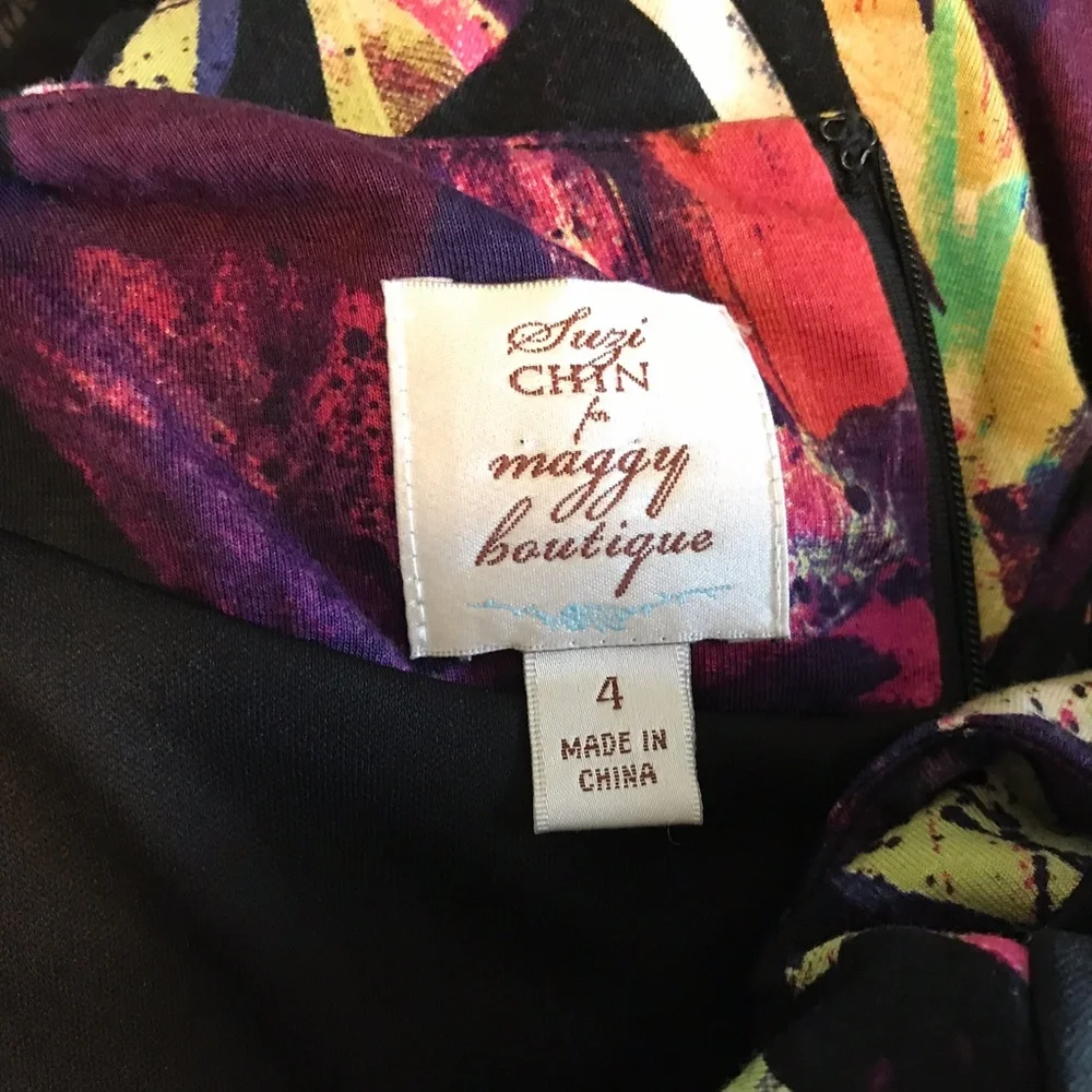 Suzy Chin For Maggie Boutique Stunning & Colorful Foliate Print Dress Sz…